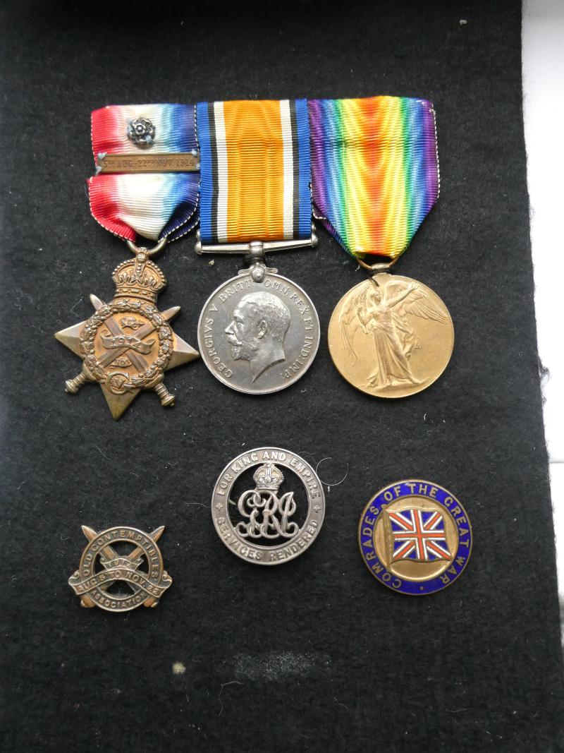 1914 STAR AND BAR TRIO-TO MARTIN-NORFOLK REGT-WITH SILVER WOUND BADGE- OLD CONTEMTIBLES AND COMRADES OF THE GREAT WAR BADGES