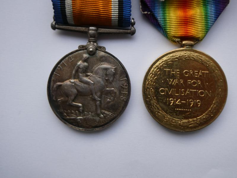 BRITISH WAR AND VICTORY MEDALS-TO CARDEY-WEST YORKSHIRE REGT-WOUNDED IN LEFT FOREARM 1918-FROM HAVERHILL SUFFOLK