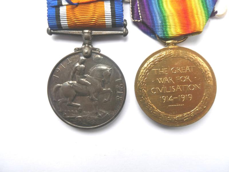 BRITISH WAR AND VICTORY MEDALS-TO MOTTERSHEAD-2ND/6TH BTN MANCHESTER REGIMENT-KILLED IN ACTION ON 7TH OCTOBER 1917