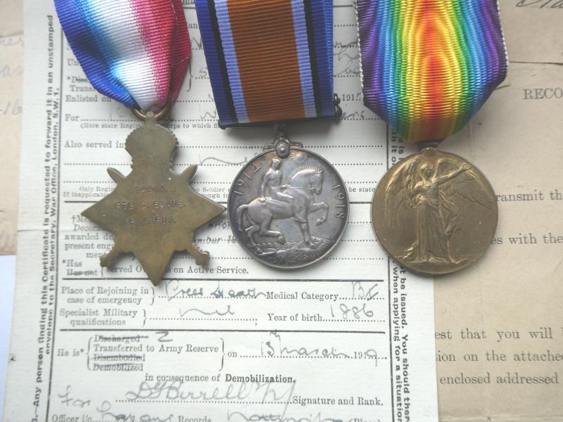 1914/15 STAR TRIO TO EVANS-ROYAL WELSH FUSILIERS