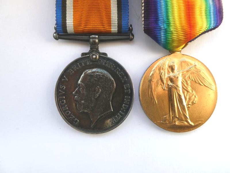 BRITISH WAR AND VICTORY MEDALS TO CRADDOCK ROYAL MARINES-ROYAL NAVAL DIVISION-DIED OF WOUNDS 3RD SEPTEMBER 1918