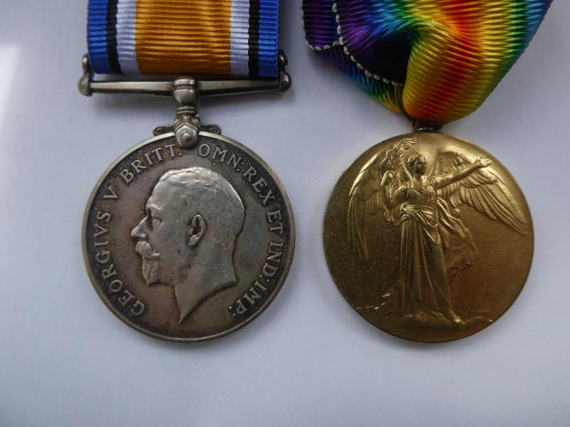 BRITISH WAR AND VICTORY MEDALS TO BRIDGES-SUFFOLK REGT-DIED 23RD NOVEMBER 1918