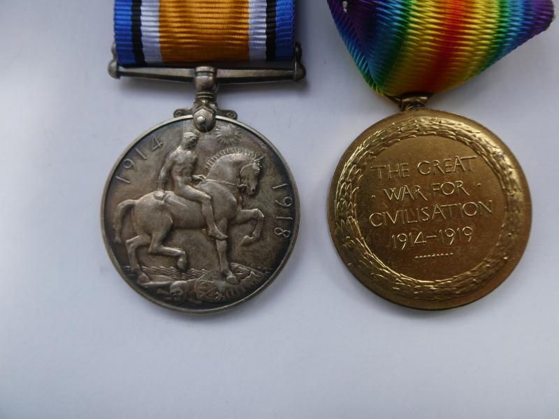BRITISH WAR AND VICTORY MEDALS TO BRIDGES-SUFFOLK REGT-DIED 23RD NOVEMBER 1918