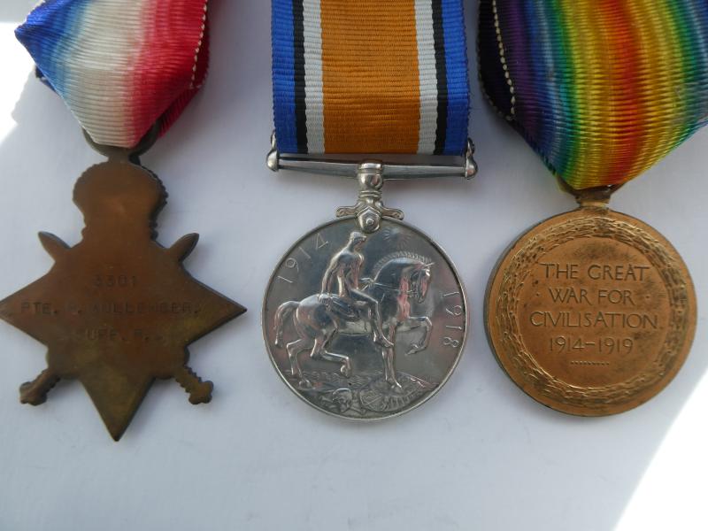 1914/15 STAR TRIO TO MULLENGER-5TH BTN SUFFOLK REGT-SERVED GALLIPOLI