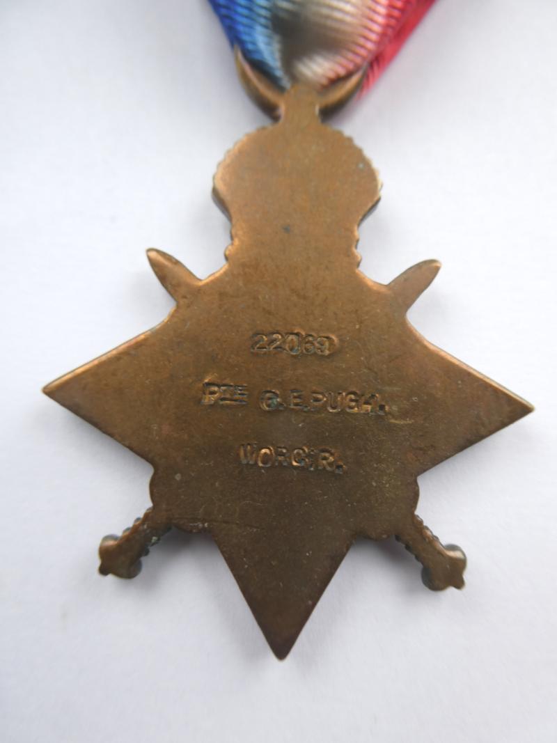 1914/15 STAR-TO PUGH-WORCESTER REGT-KILLED IN ACTION ON 6th AUGUST 1915