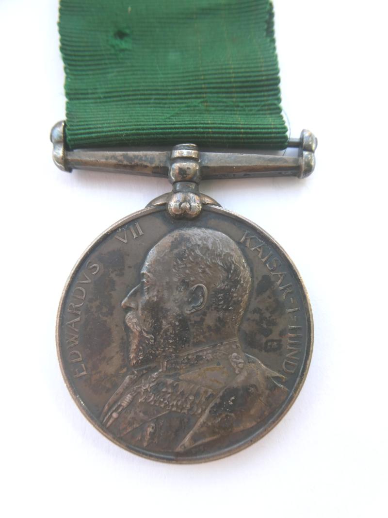 EDWARD VII VOLUNTEER LONG SERVICE MEDAL-KAISAR-I HIND OBVERSE TO TOMLINSON PUNJAB LIGHT HORSE
