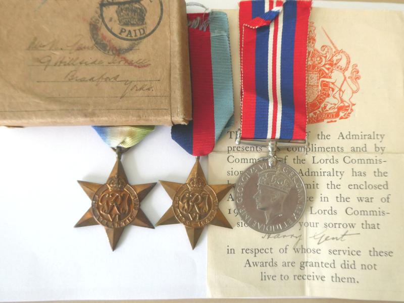 ATLANTIC STAR GROUP OF THREE -HARRY GENT-H.M.S. MAHRATTA-DIED WHEN SHE WAS TORPEDOED BY THE U990 ON ARTIC CONVOY DUTY