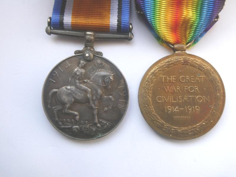 BRITISH WAR AND VICTORY MEDALS TO LANDON-ROYAL NAVAL VOLUNTEER RESERVE-SERVED ON MOTOR LAUNCHES 32 AND 329
