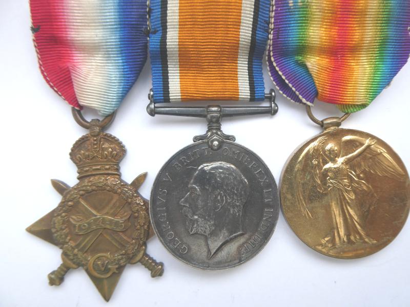 1914/15 STAR TRIO TO KEY SURREY YEOMANRY -COMMISIONED INTO THE ROYAL AIR FORCE-FORCED LANDING AFTER HIS RE8 WAS HIT BY MACHNE GUN FIRE-AIRCRAFT DESTROYED