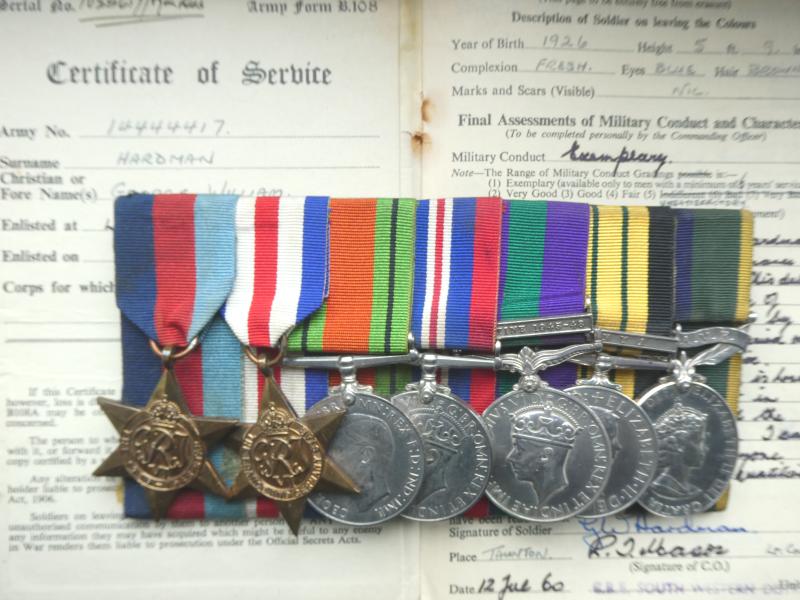 PALESTINE/KENYA GROUP OF SEVEN TO WARRANT OFFICER 1-HARDMAN -ROYAL ENGINEERS-SERVED ON H M AUSTRALIA SHIPS DURING THE NUCLEAR TESTING PROGRAMME