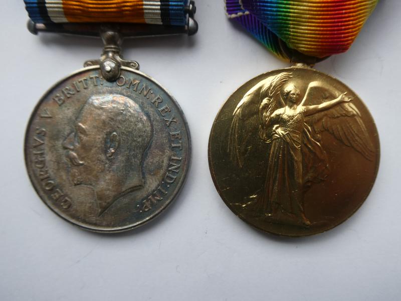 BRITISH WAR AND VICTORY MEDALS TO GULL-KING'S SHROPSHIRE LIGHT INFANTRY-KILLED IN ACTION ON 18TH MARCH 1917-FROM IPSWICH SUFFOLK