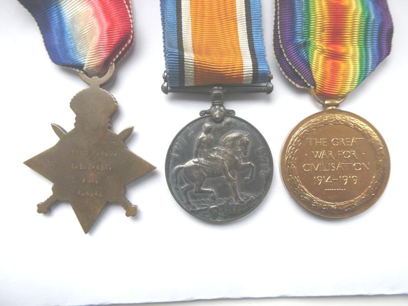 1914/15 STAR TRIO TO GREEN-SKIPPER-ROYAL NAVAL RESERVE
