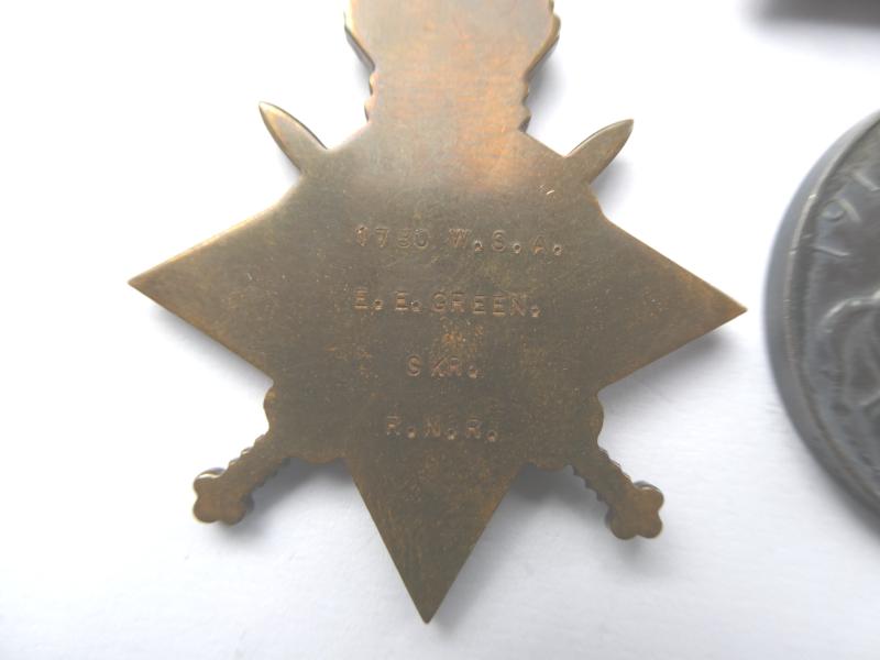 1914/15 STAR TRIO TO GREEN-SKIPPER-ROYAL NAVAL RESERVE