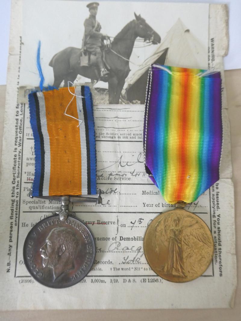 BRITISH WAR AND VICTORY MEDALS TO PERCY ALAN EAST-OXFORDSHIRE YEOMANRY-WITH PHOTOS AND ORIGINAL DOCUMENTS