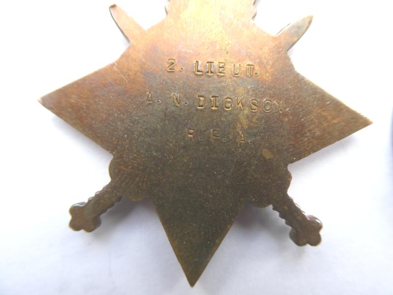 1914/15 STAR TRIO TO CAPTAIN ALGERNON NEWSON DICKSON M.C.ROYAL ARTILLERY