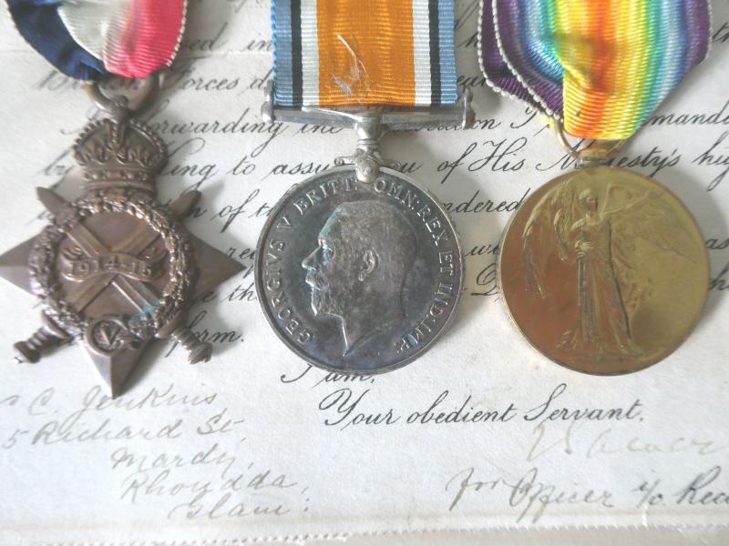 1914/15 STAR TRIO-TO JENKINS-DORSETSHIRE REGT-