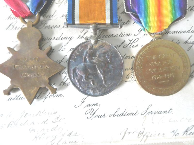 1914/15 STAR TRIO-TO JENKINS-DORSETSHIRE REGT-