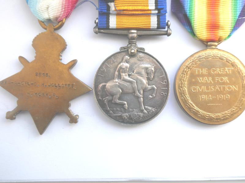 1914/15 STAR TRIO TO JOLIFFE-WEST YORKSHIRE REGIMENT-KILLED IN ACTION ON 21ST MAY 1918