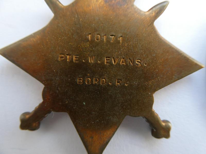 1914/15 STAR TRIO-TO EVANS-BORDER REGIMENT-KILLED IN ACTION AT GULLY RAVINE GALLIPOLI - ON 28TH JUNE 1915