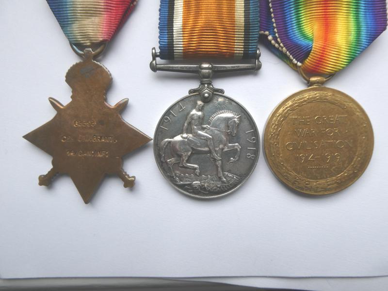 1914/15 STAR TRIO TO GRANT-14TH CANADIAN INFANTRY-LATER COMMISSIONED-2ND LIEUT ROYAL FIELD ARTILLERY
