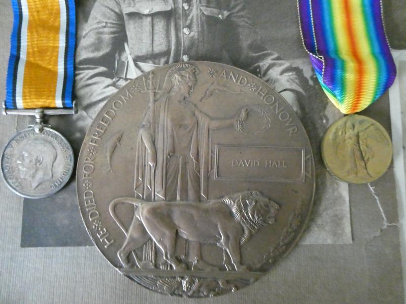 CASUALTY PAIR AND PLAQUE-WITH PHOTOS-MEMORIAL CARD ETC-TO HALL-BEDFORDSHIRE REGT-KILLED IN ACTION ON 8TH JUNE 1917