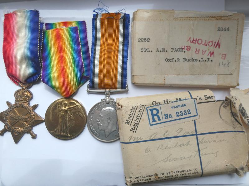 1914/15 STAR TRIO TO PAGE-OX AND BUCKS LIGHT INFANTRY-TAKEN AS A PRISONER OF WAR ON 16TH AUGUST 1917