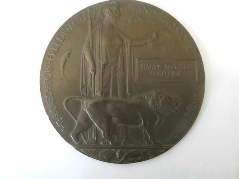 BRONZE MEMORIAL PLAQUE TO 2 LT HARRY SPENCER SEABROOK-NOTTS AND DERBY REGT-KILLED IN ACTION  ON 12/07/1916