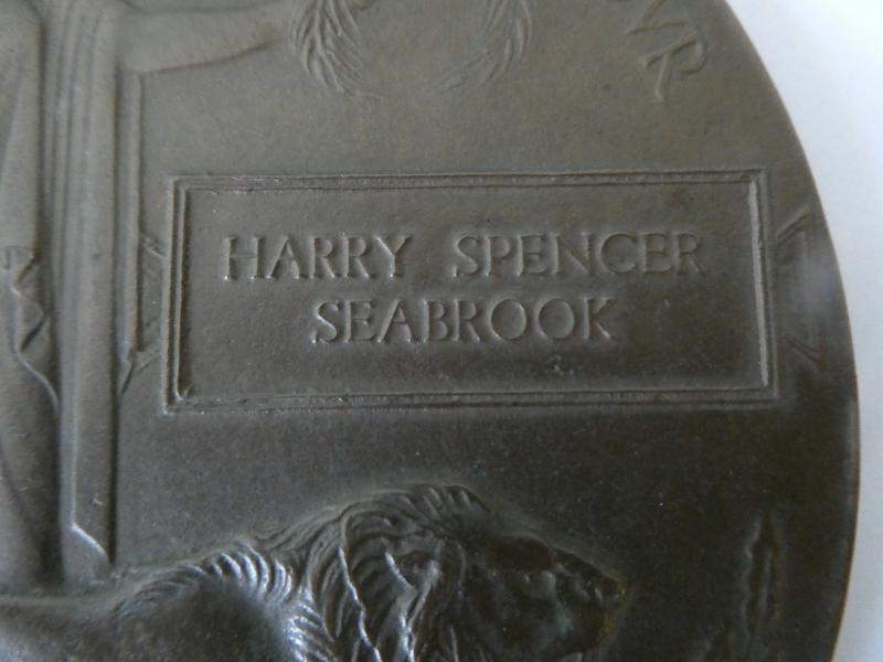 BRONZE MEMORIAL PLAQUE TO 2 LT HARRY SPENCER SEABROOK-NOTTS AND DERBY REGT-KILLED IN ACTION ON 12/07/1916
