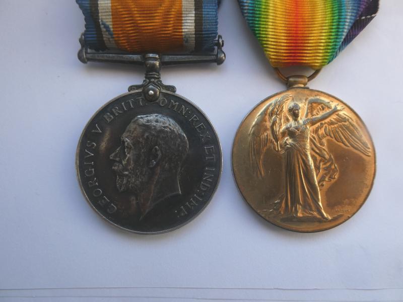 BRITISH WAR AND VICTORY MEDALS TO HALL-NOTTS AND DERBY REGT -LATER R.A.F. DIED IN AN AGRICULTURAL ACCIDENT