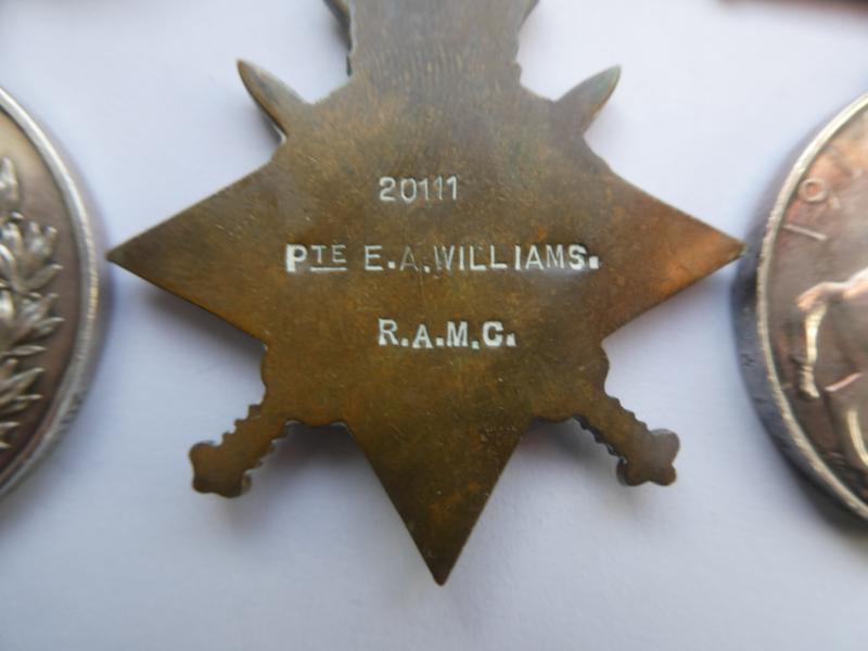 MILITARY MEDAL -1914 STAR TRIO AND LONG SERVICE GROUP TO WILLIAMS-R.A.M.C.