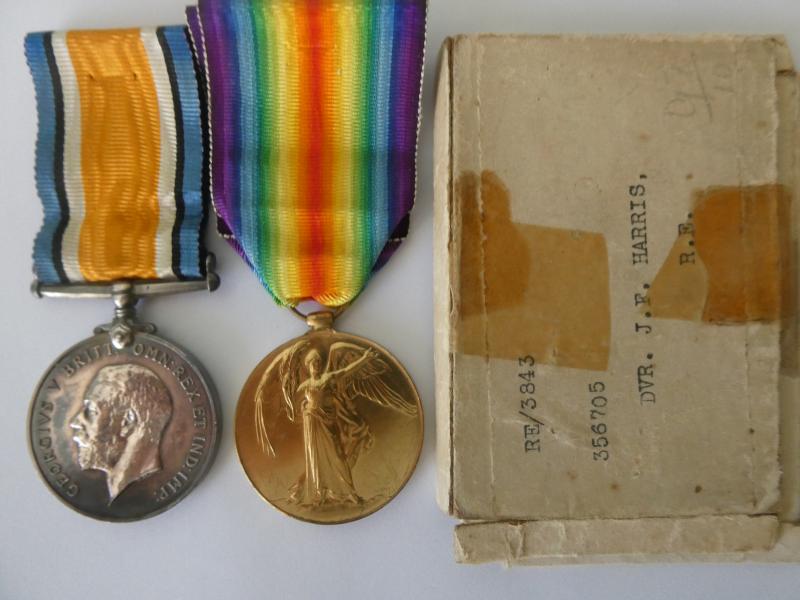 BRITISH WAR AND VICTORY MEDALS TO HARRIS ROYAL EN GINEERS