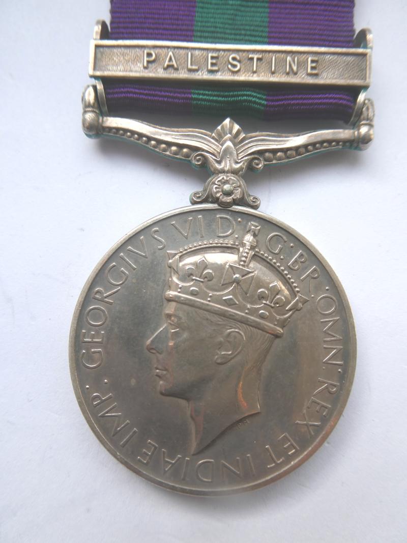 GENERAL SERVICE MEDAL-CLASP PALESTINE-TO COLLIS-SEAFORTHS-WOUNDED 21/09/1944 NORTHWEST EUROPE