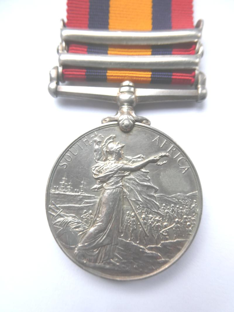 QUEENS SOUTH AFRICA MEDAL-CLASPS BELMONT AND MODDER RIVER-TO GUNNER BURST-ROYAL FIELD ARTILLERY